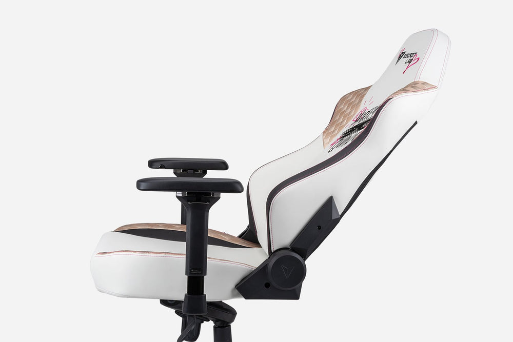 Side view of Secretlab TITAN Birds of Prey edition gaming chair in recline position